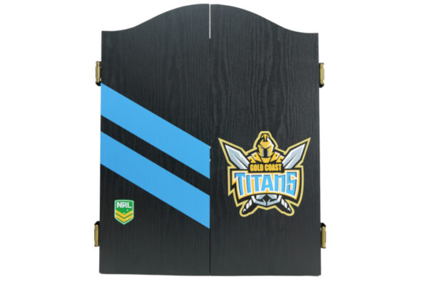 NRL DARTBOARD, DARTS + CABINET TITANS GOLD COAST COMBO - Image 3